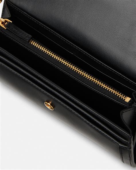 Versace Tag Long Wallet Black,Gold 